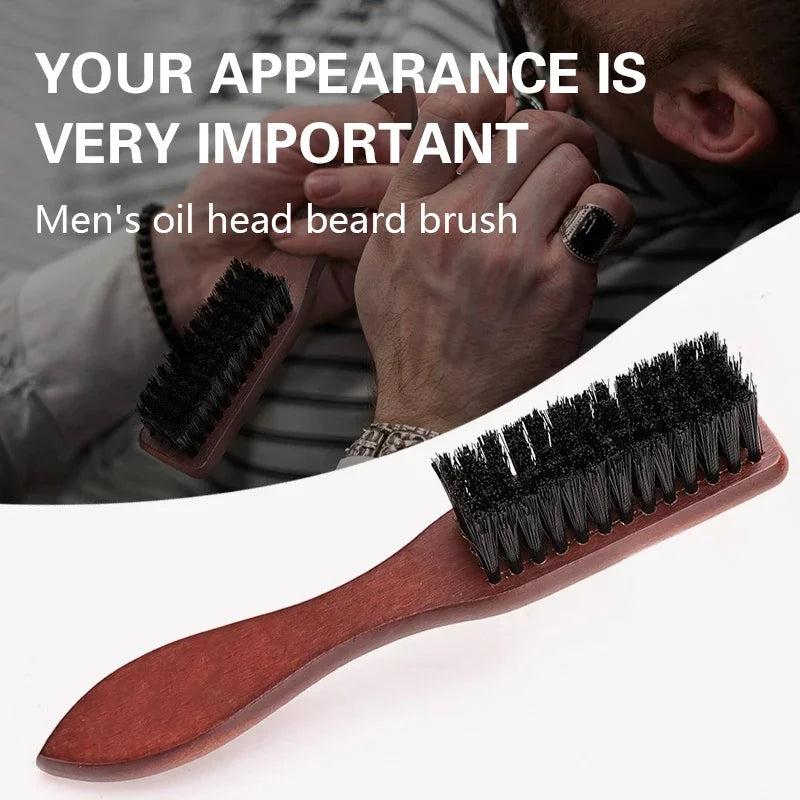 Wooden Handle Boar Bristle Beard Brush – Barber Grooming Tool