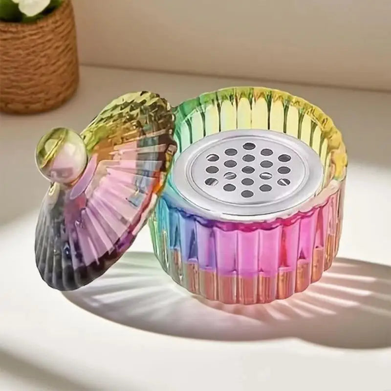 Crystal Glass Dappen Dish with Lid | Nail Art Acrylic Mixing Bowl