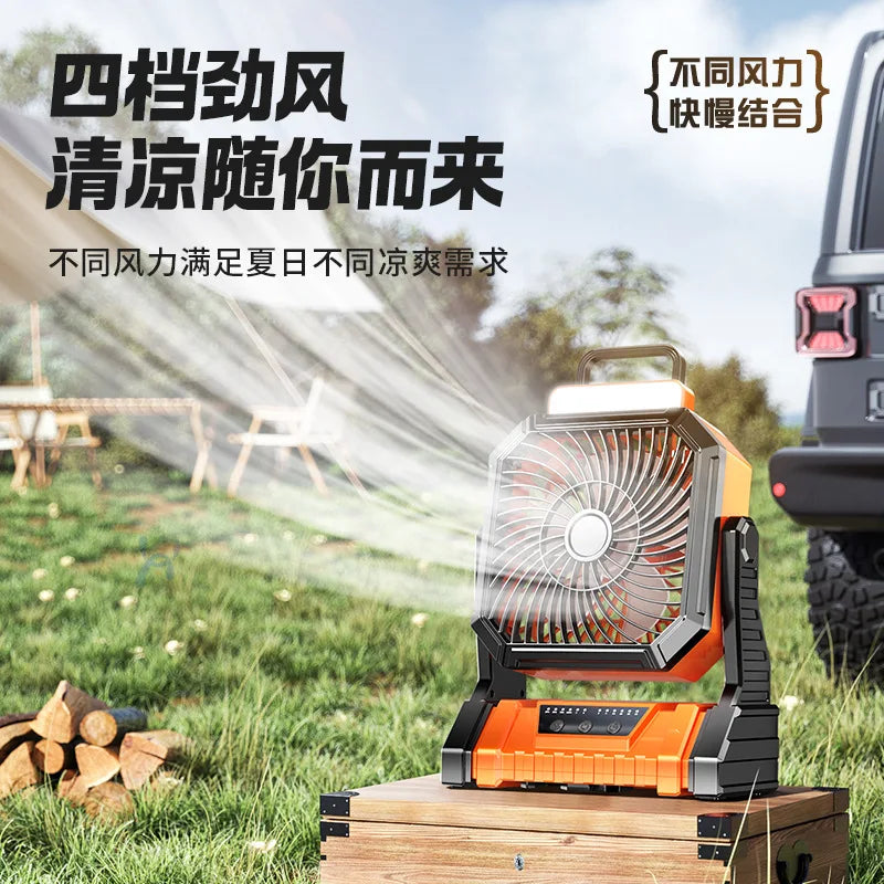 URGGU Portable Camping Fan 5400/9000mAh Battery LED Light 4-Speed