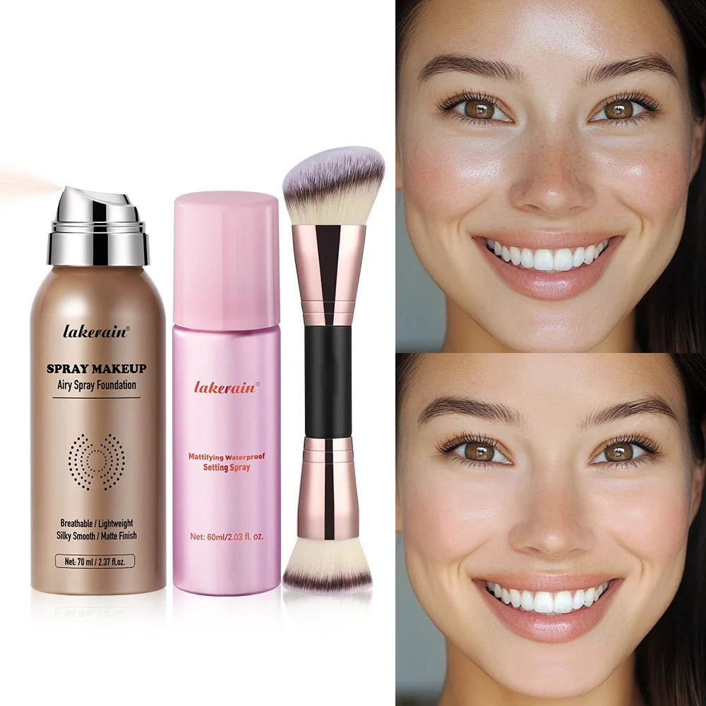 Airbrush Foundation Spray Set – Matte, Waterproof, Long-Lasting