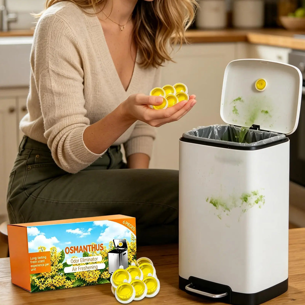 6-Pack Citrus Trash Can Freshener Gel | 30-Day Odor Neutralizer