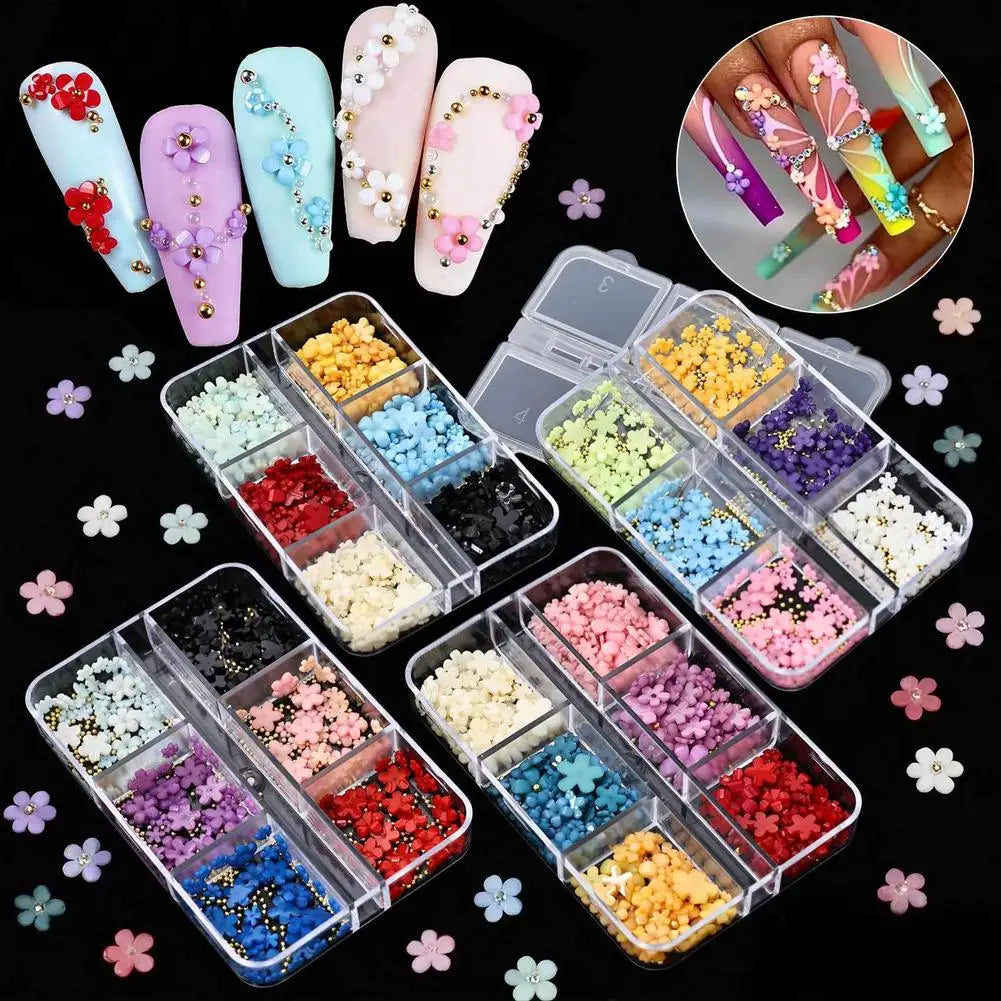 3D Acrylic Flower Nail Charms – Floral DIY Nail Art Decor Set