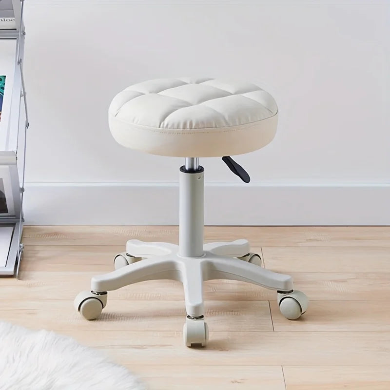 Faux Leather Rolling Stool – Adjustable Swivel Work Chair