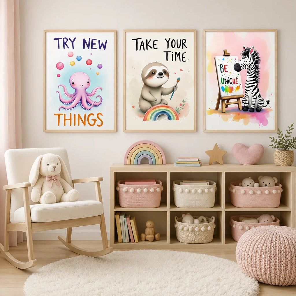 Nordic Animal Nursery Canvas Wall Art – Kids Room Decor