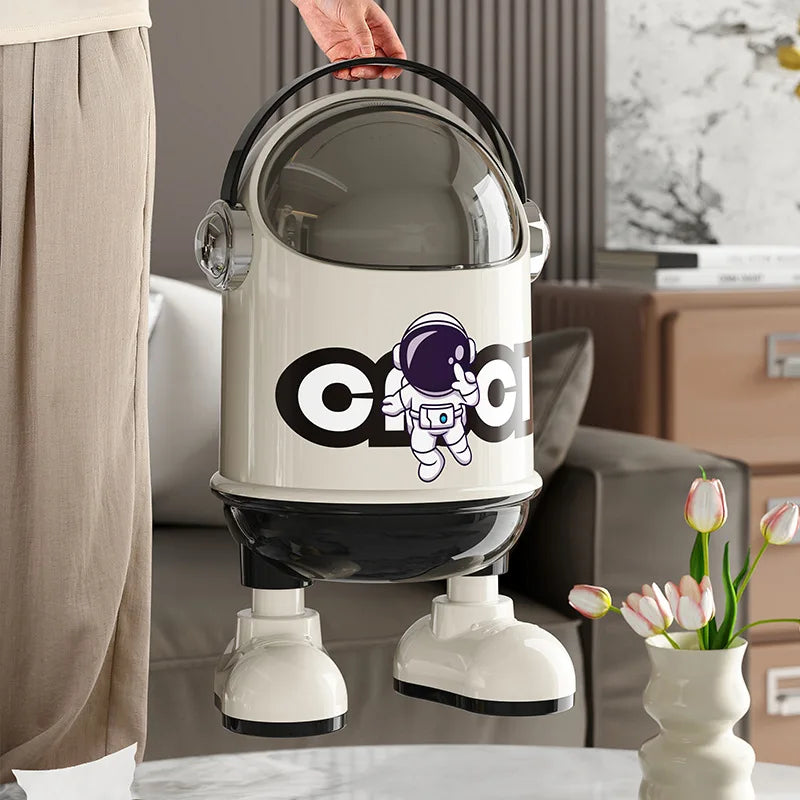 Astronaut Desktop Trash Bin – Covered Mini Waste Basket