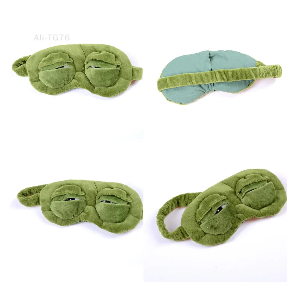 3D Sad Frog Sleep Mask – Soft Plush Eye Mask for Travel & Sleep