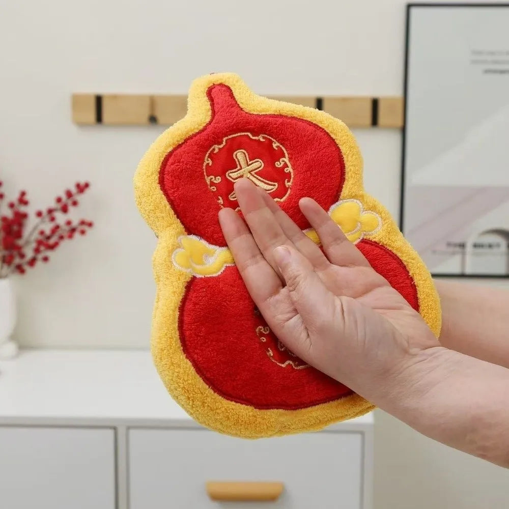 Gourd-Shaped Coral Fleece Hand Towel | Chinese New Year Kitchen