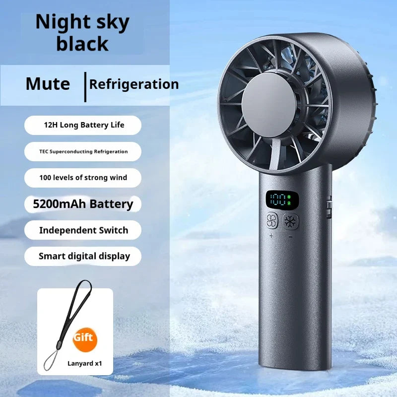 HOMEFISH Portable Handheld Fan USB Rechargeable 100 Speed LED