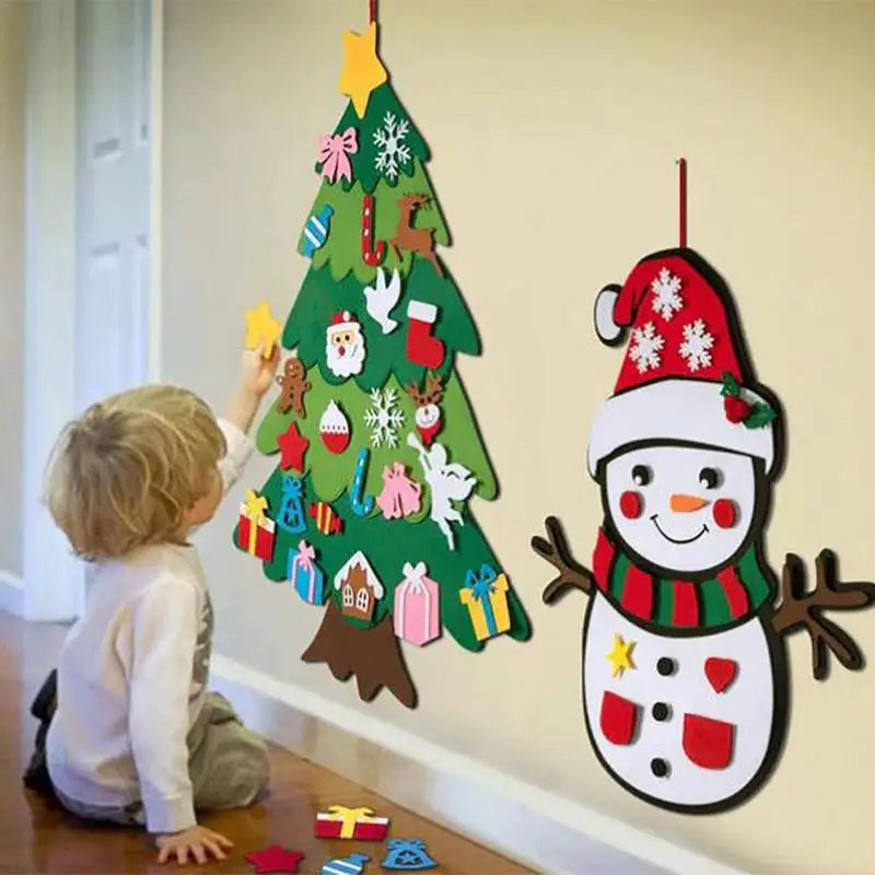 Felt Christmas Tree Montessori Kids Toddlers Detachable Ornaments