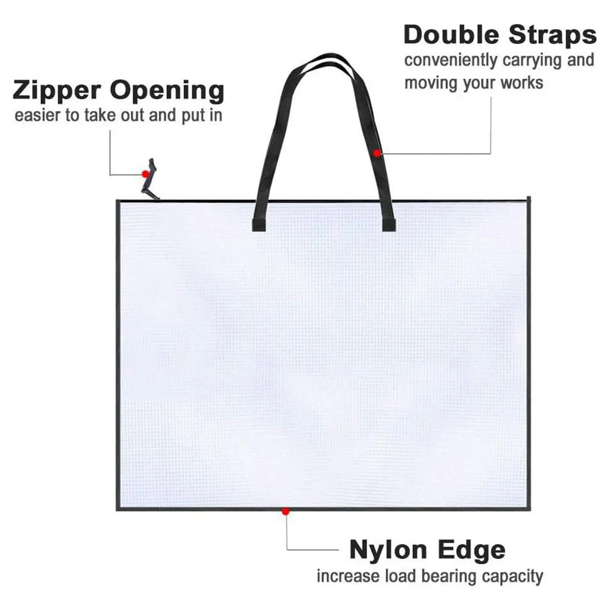19x25" Clear Art Portfolio Bag – Zippered Waterproof Carry Case