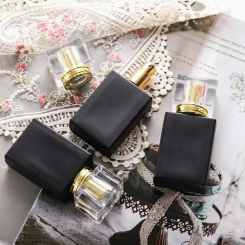 Matte Black Glass Perfume Spray Bottle 30ml 50ml Refillable