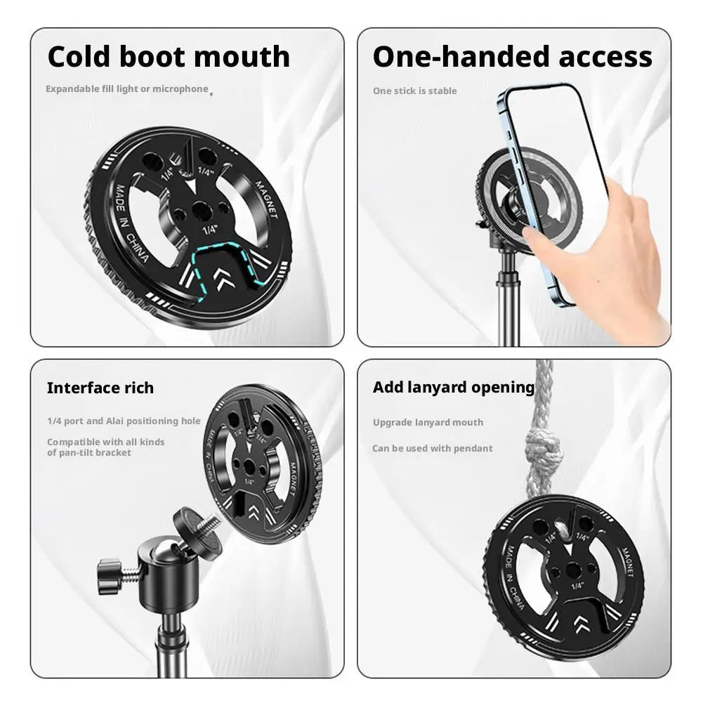 Magnetic Phone Tripod Mount Adapter | Universal 1/4" Thread