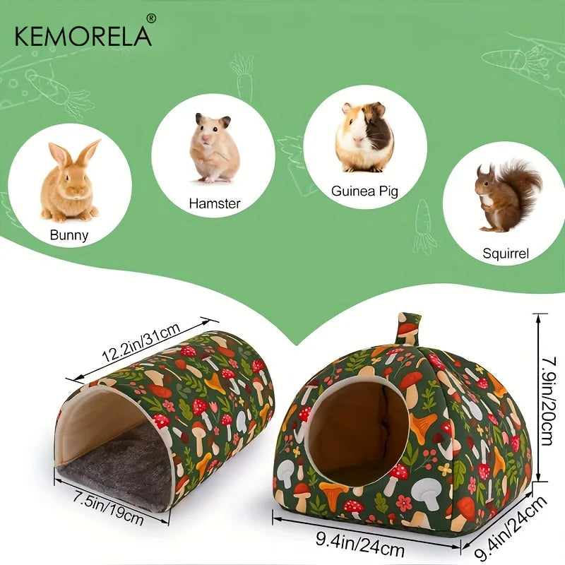 KEMORELA 2PCS Hamster House Warm Mat & Small Animal Bed
