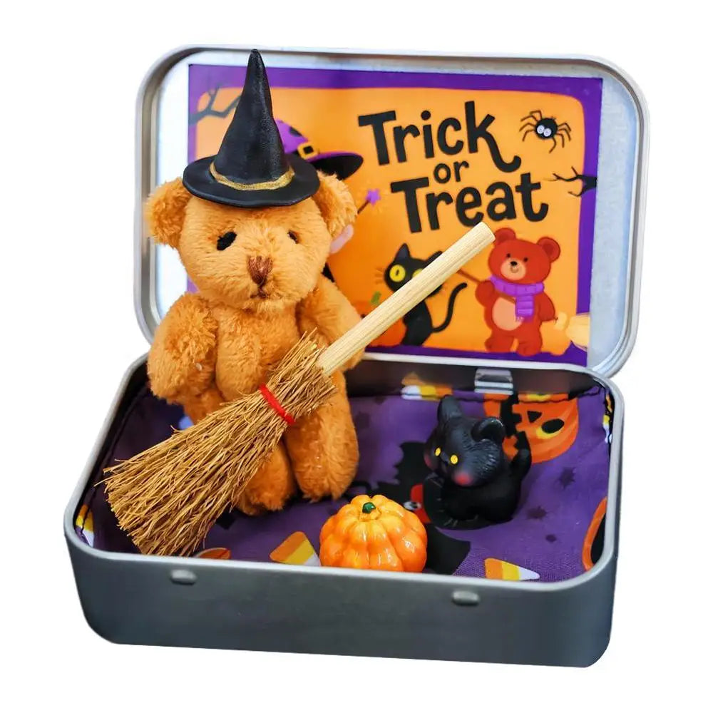 Cute Witch Teddy Bear in a Box – Halloween Plush Gift