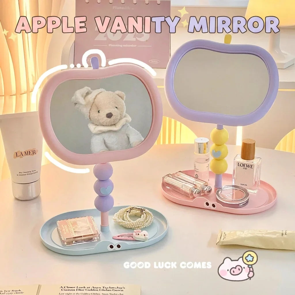 Cute Apple-shaped Tabletop Vanity Makeup Mirror HD Clear Adjustable