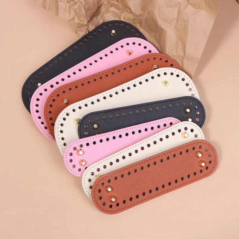 PU Leather Bag Bottom Base with Holes for DIY Crochet Bags