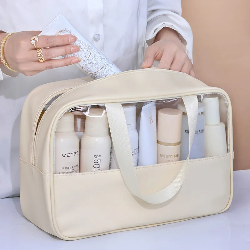 Portable Travel Cosmetic Bag Women Transparent Makeup Large-capacity