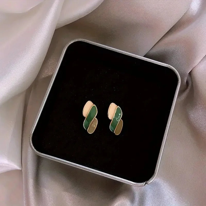 Huitan Three-Color Geometric Stud Earrings for Women