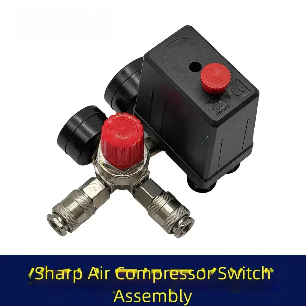 Air Compressor 4-Way Switch Assembly with Pressure Gauge & Muffler