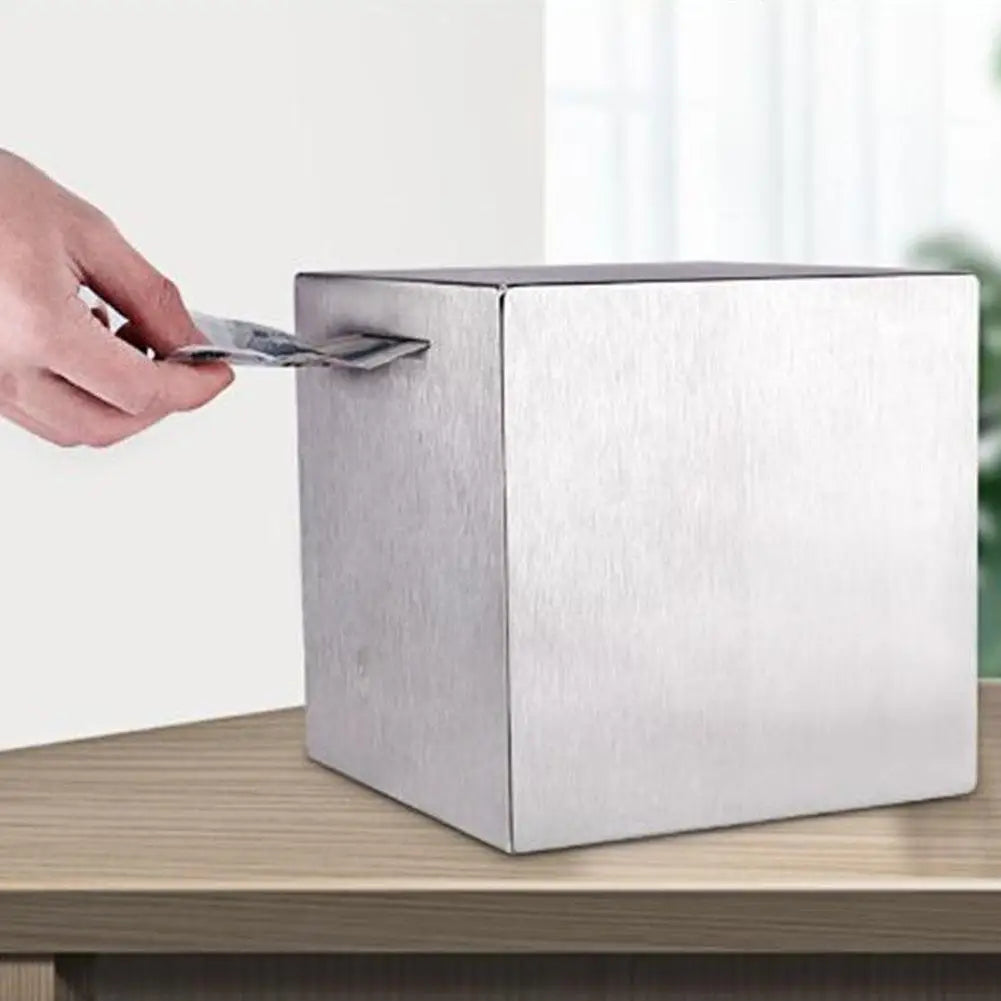 Stainless Steel Piggy Bank – Large Capacity Coin & Money Safe Box