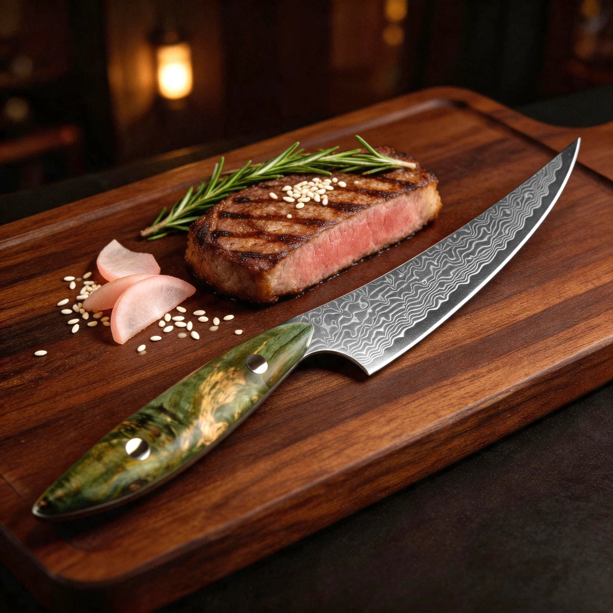 XITUO Damascus Steel Steak Knife Set – Non-Serrated Full Tang