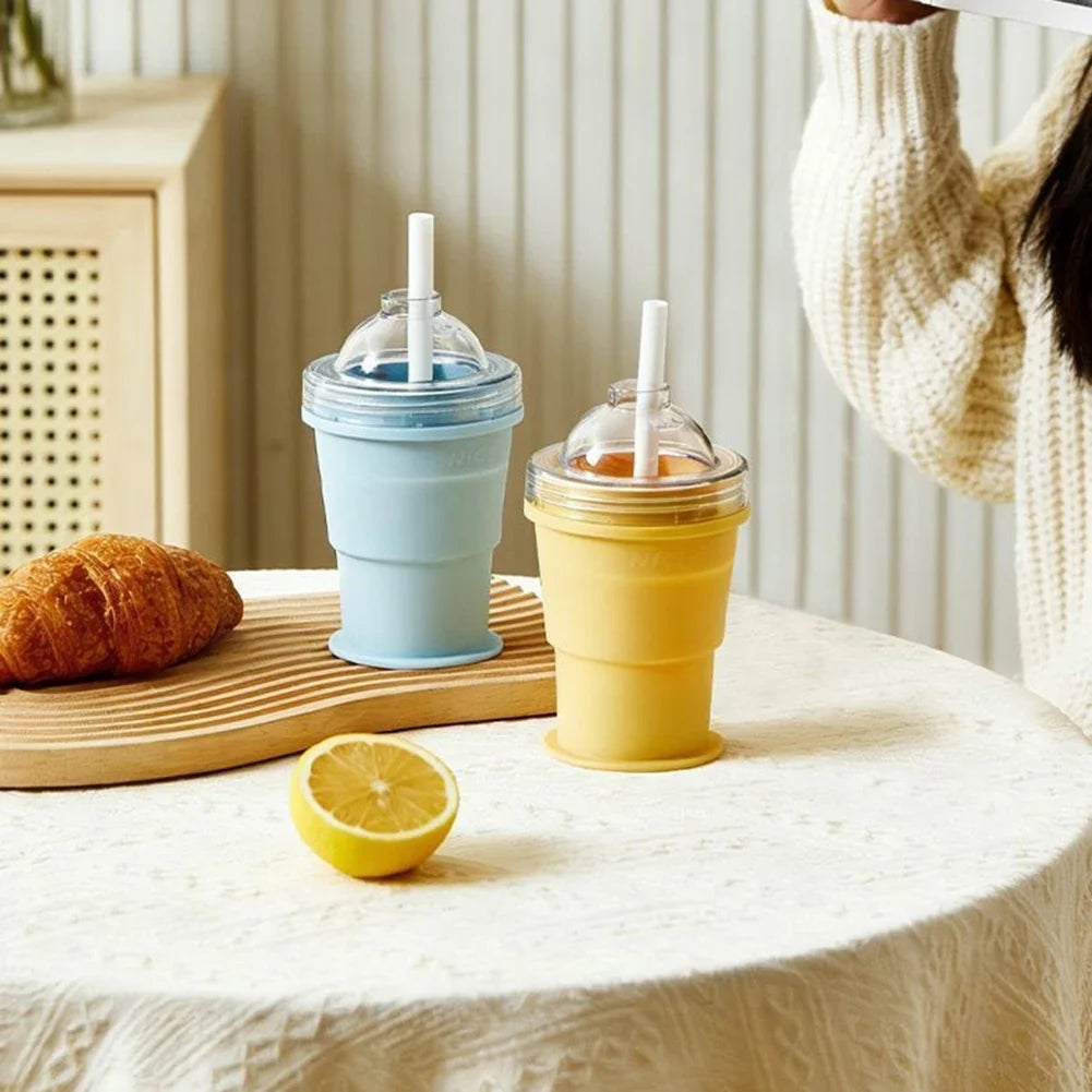 2-in-1 Collapsible Silicone Ice Ball Maker Cup | Foldable Tumbler