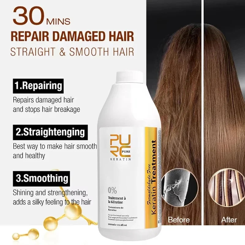 PURC 1000ml Brazilian Keratin Hair Treatment | 0%–12% Formalin