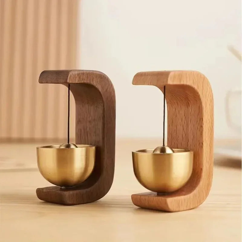 Magnetic Wood & Brass Door Wind Bell Chime – No-Drill Ornament