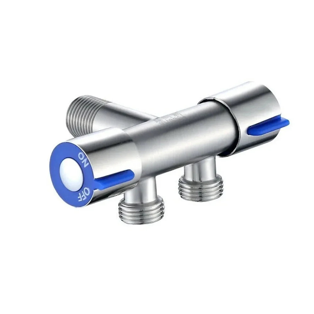Dual Handle Stainless Steel Wall Mount Faucet & Triangle Valve