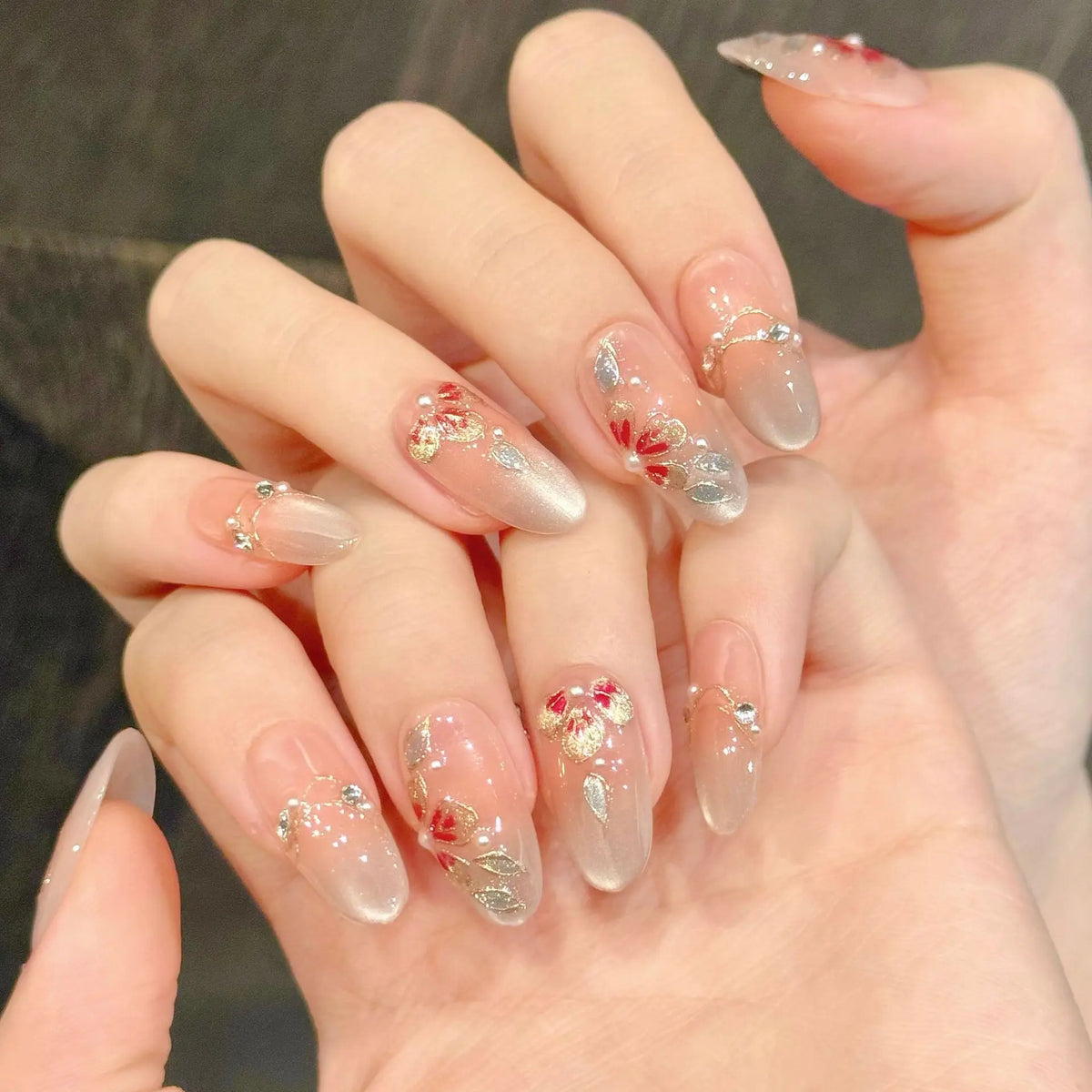 YADORNOS Chinese Style Press On Nails | Cat's Eye Almond 10pc