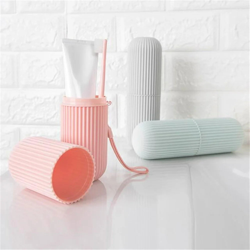 Travel Toothbrush & Toothpaste Case | Portable Striped Organizer