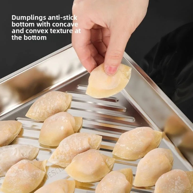 Stainless Steel Covered Rectangular Tray – Dumpling & BBQ Plate