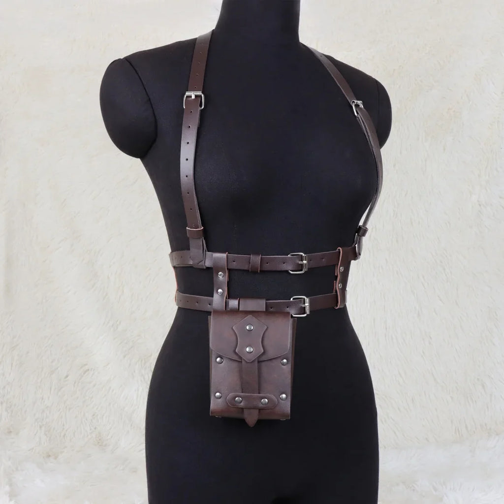 UYEE Punk Y2K Fashion Pu Leather Waist Belt Women Harness Bag