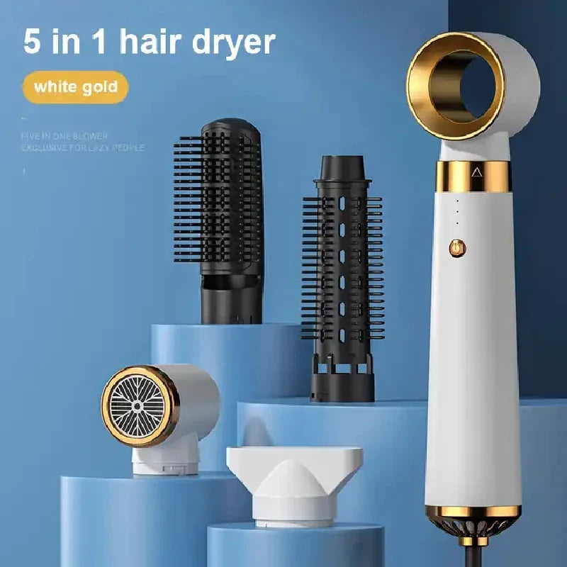 5-in-1 Hot Air Brush Hair Dryer, Straightener & Curler Set