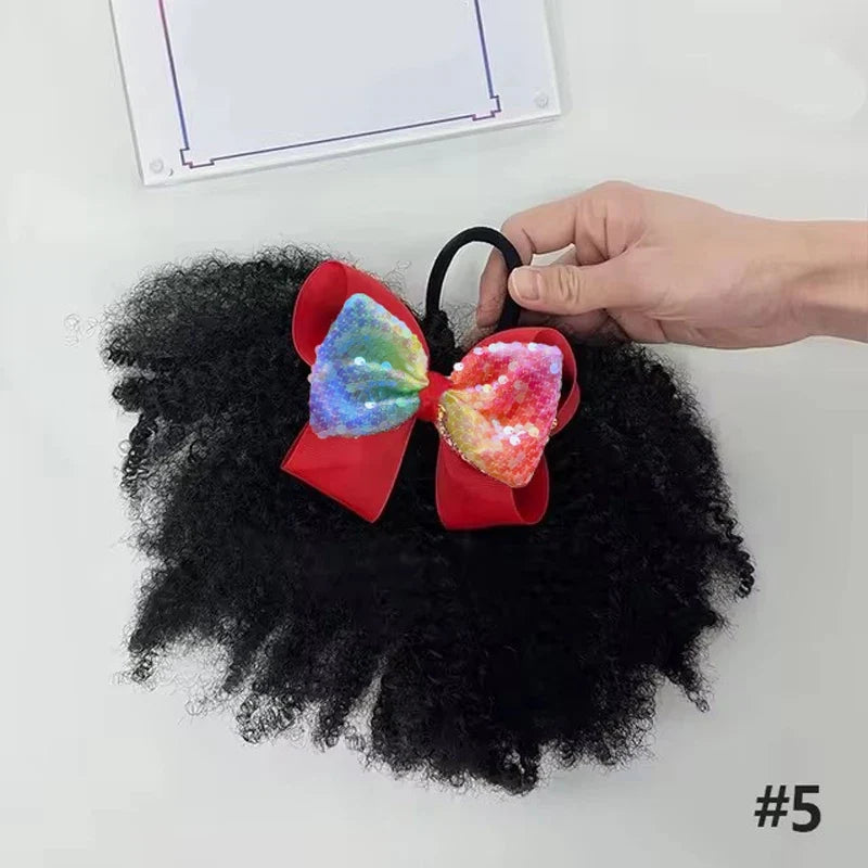 Baby Girls Afro Puff Ponytail Hair Ties – 2 Pack, 4 Inch