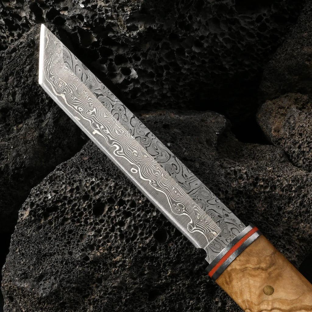 PLYS Damascus Steel Chef Knife – 9.5" Wood Handle Carving Knife