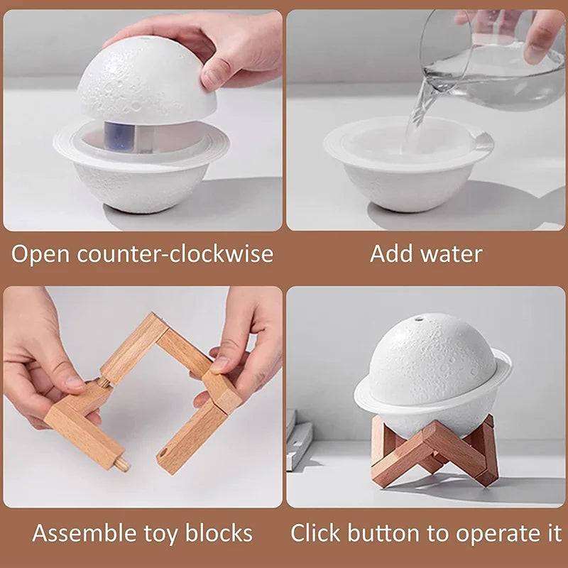 200ml 3D Planet Ultrasonic Aroma Diffuser & Night Light Humidifier