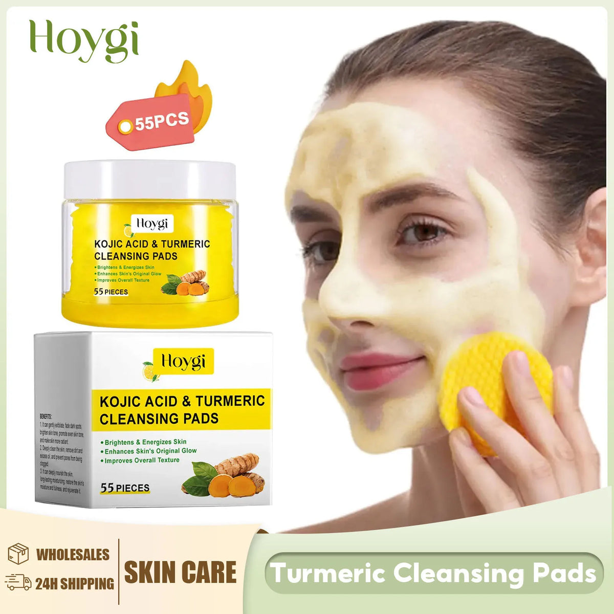 Turmeric Cleansing Pads Facial Exfoliating Makeup Removal Dead Skin