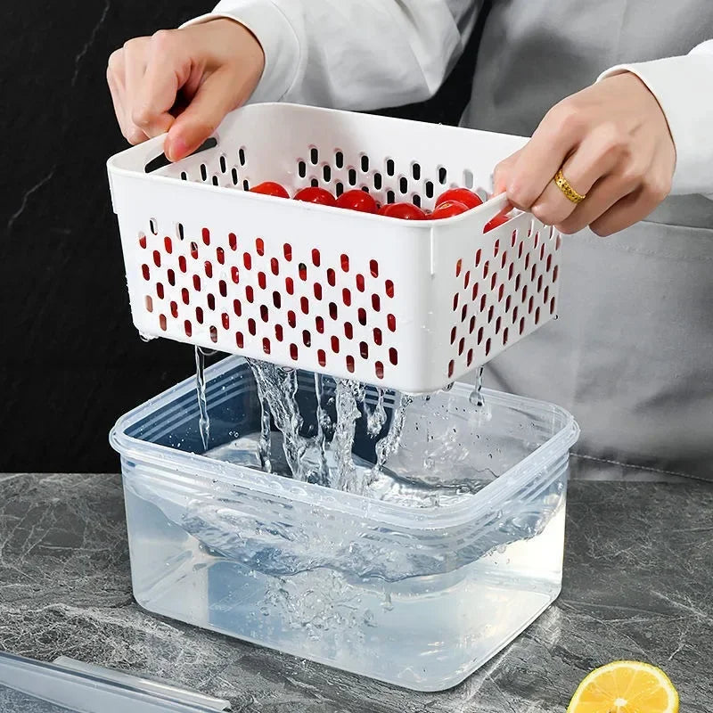 Food Storage Boxes Double-layer Refrigerator Fresh Sealed Box