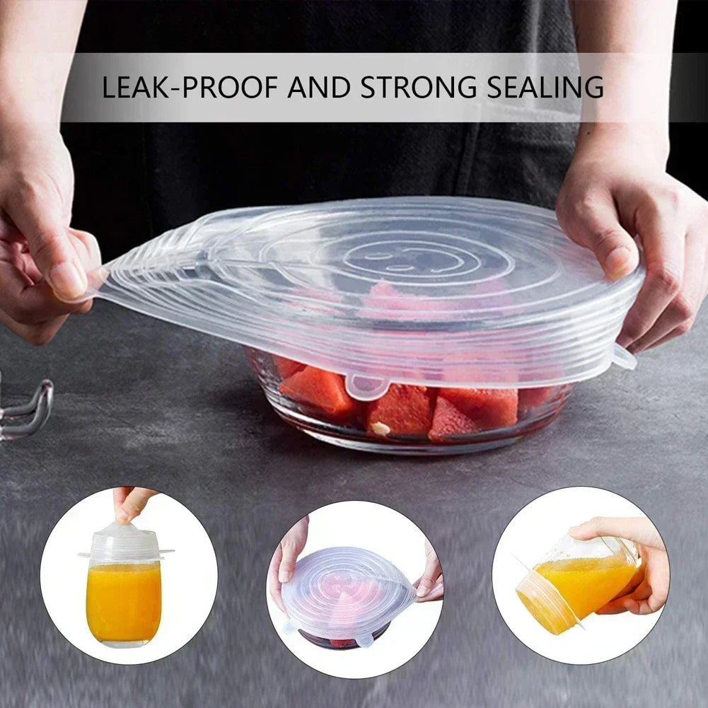 Silicone Food Cover Lids Set – Elastic Reusable Bowl & Jar Caps