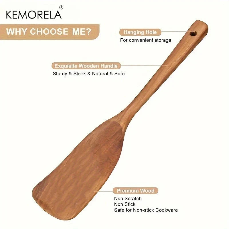 KEMORELA Acacia Wood Spatula Set – Food-Safe Kitchen Utensils