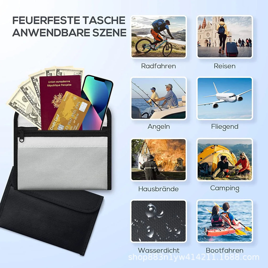 Fireproof Waterproof Document Bag | Zipper Cash Safe Pouch