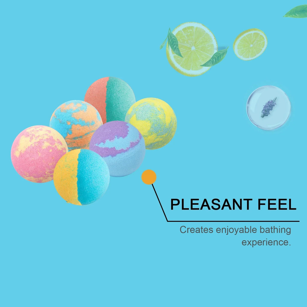 Kids Fizzy Bath Bombs Set – 6 Colorful Moisturizing Spa Balls