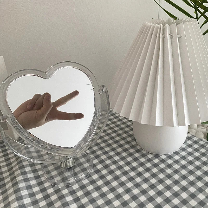 2-Pack Heart-Shaped Double Sided Acrylic Vanity Makeup Mirror