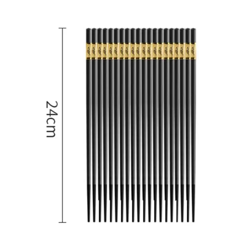 Reusable Chopsticks 10 Pairs – Non-Slip, Heat Resistant Black Gold