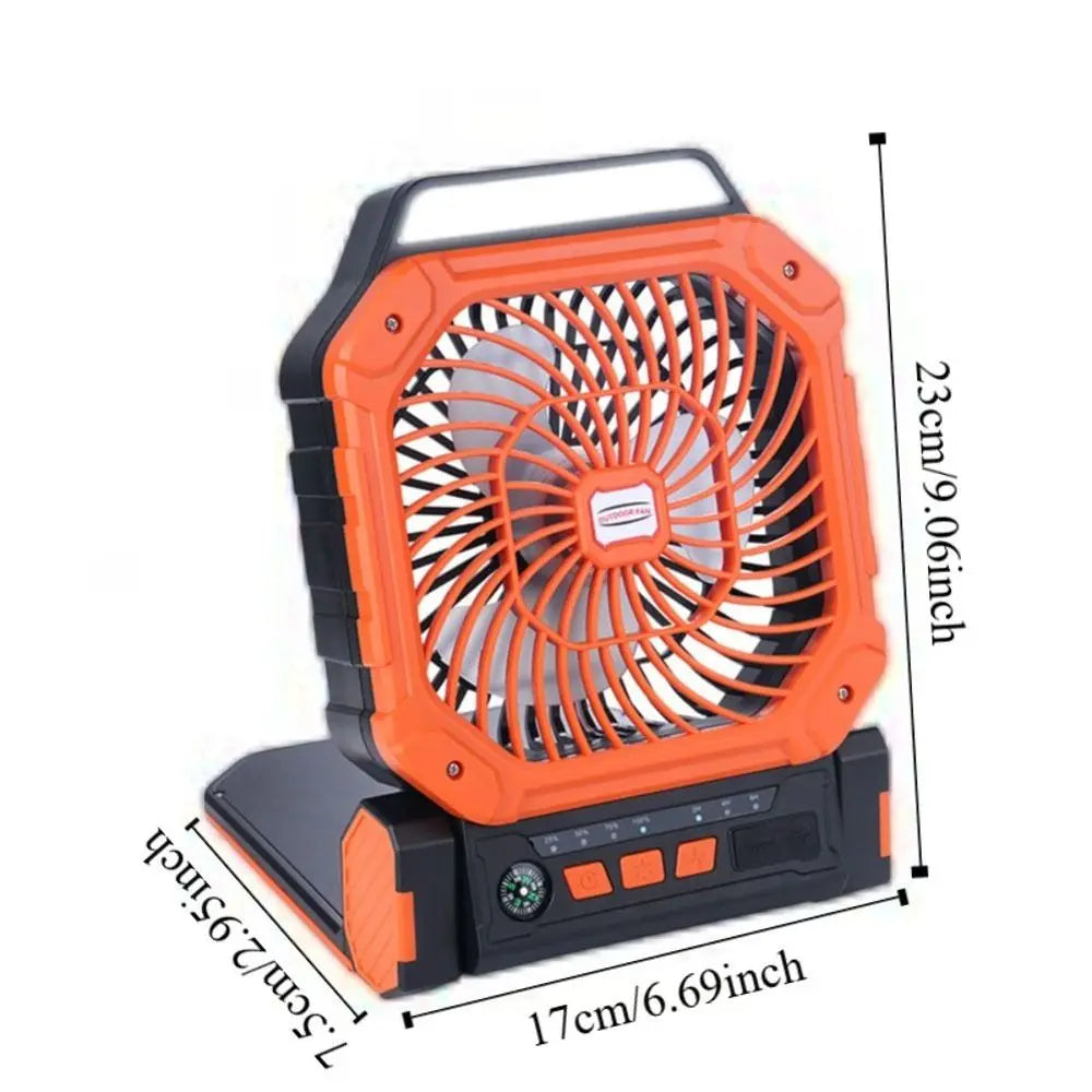 Solar Rechargeable Portable Fan 7800mAh – LED Light & 4 Speeds