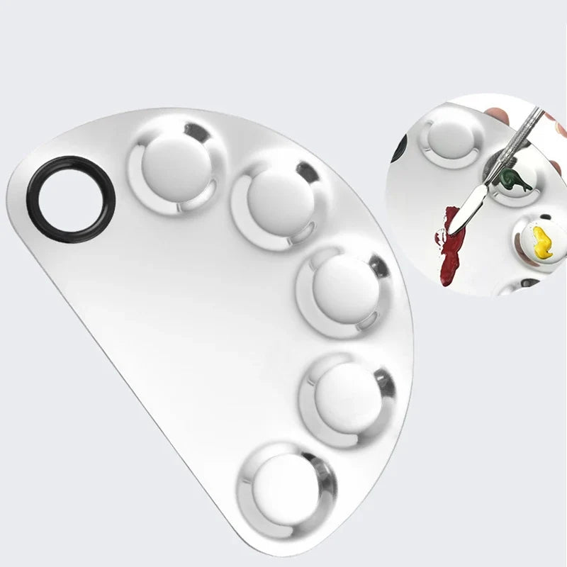 5-Well Makeup Palette Spatula Stainless Steel Nail-art Cosmetic