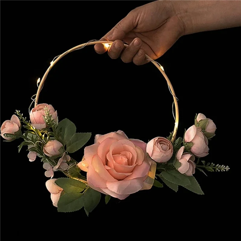 A36T-Bamboo Floral Hoop 3 Sizes Dream Catcher Bamboo Wood Circle Ring