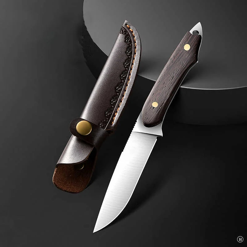 Forged Kitchen Knife – 4Cr13 Steel & Wood Handle + Sheath