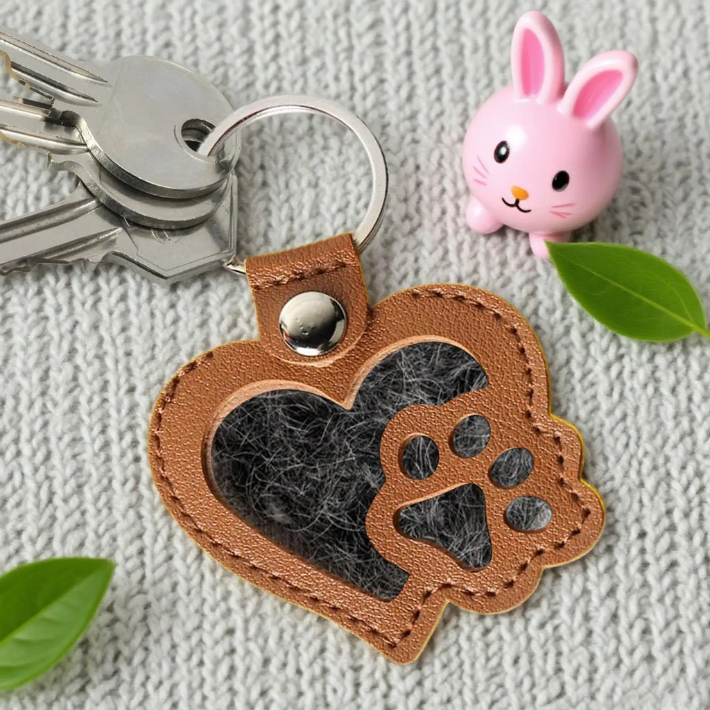 Leather Pet Hair Collector Keychain | Dog Keepsake Pendant